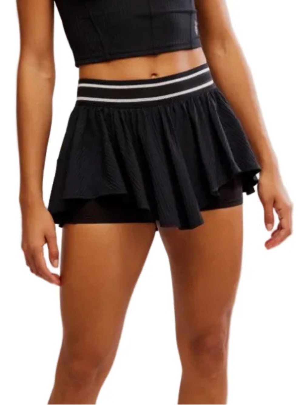 Free people movement Sultry Black and white Athletic Skort with Built-In Shorts